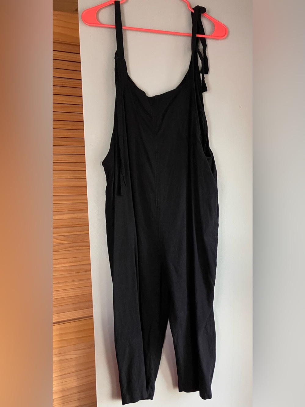 Papillon Black Romper with Subtle Texture - Cotton/Linen